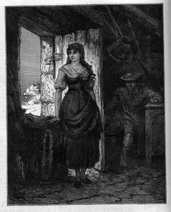 Portret van Mercedes, personage uit de roman "De Graaf van Montecristo" door Alexandre Dumas (1802-1870). Gravure in "Le Monde Illustré", 30 januari