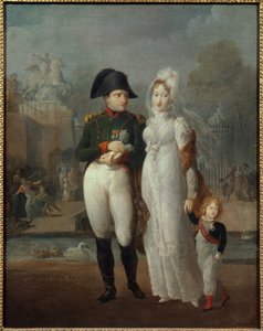 Portret van Napoleon I en Marie Louise met hun zoon, koning van Rome Napoleon II, hertog van Reichstadt in de Tuilerieën