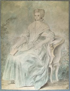 Portret van Olympe de Gouges (weduwe Aubry ook bekend als Marie Gouze) (Madame Aubry) (1748-1793) feministe, politica en schrijfster
