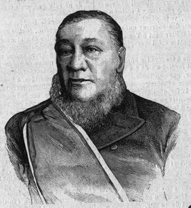 Portret van Paul Kruger (Stephanus Johannes Paulus Kruger) (1825-1904), President van de Transvaal Republiek van Zuid-Afrika. Gravure in 