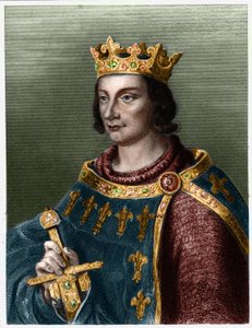 Portret van Filips III van Frankrijk, genaamd Philippe le Hardi (1245-1285) (dynastie van de Capetingen).- in "Histoire des Francais" door Lavallee, gravure, sd. door French School