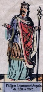 Portret van Filips II van Frankrijk, bekend als Filips Augustus (1165-1223) (dynastie van de Capetingen). Illustratie eind 19e eeuw. door French School