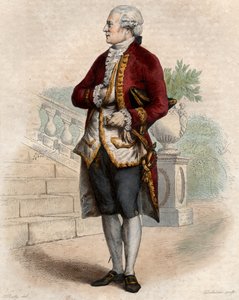 Portret van Pierre Augustin Caron de Beaumarchais (1732-1799), Franse horlogemaker, uitvinder, muzikant, diplomaat en schrijver door French School