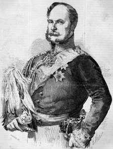 Portret van Prins Frederik Willem Lodewijk (1797-1888), toekomstige Willem I, Koning van Pruisen en Keizer van Duitsland. Gravure in 