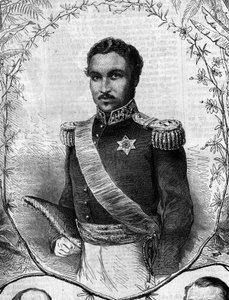 Portret van Radama II (1829-1863), koning van Madagaskar. Gravure in 