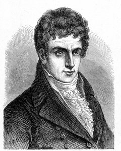 Portret van Robert Fulton (1765 - 1815), Amerikaanse monteur die de eerste schroefonderzeeër bouwde - in Album van Wetenschap; beroemde wetenschappers; Grote ontdekkingen 1896