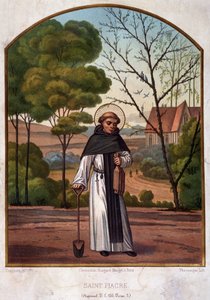 Portret van Saint Fiacre (kluis bij Meaux), patroon van de tuiniers werk 19e eeuw door French School
