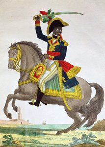 Portret van Toussaint Louverture (1743-1803) te paard, begin 19e eeuw door French School