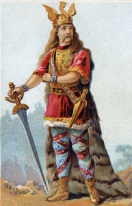 Portret van Vercingetorix (72-46 v.Chr.), Koning van de Galliërs. Chromolithografie rond 1890. door French School