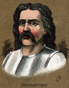 Portret van Vercingetorix (72-46 v.Chr.), koning van de Galliërs. Chromolithografie rond 1890 door French School