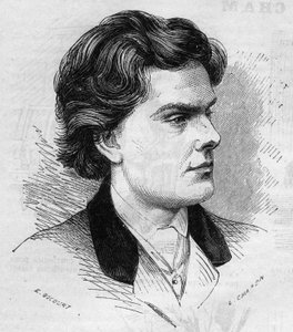 Portret van Wilhelmy, violist, 21 jaar oud in 1867. Gravure in 