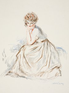 Portret van een meisje door French School