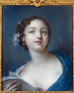 Portret van een meisje dat een partituur leest door French School
