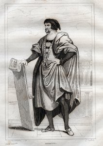 Portret van de Italiaanse schilder Masaccio (Tommaso di Giovanni Cassai) (1401-1428) - Gravure uit 