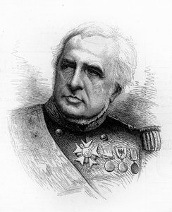 Portret van de Franse admiraal Camille Adlbert Marie de la Ronciere le Noury (1816-1881). Gravure in 