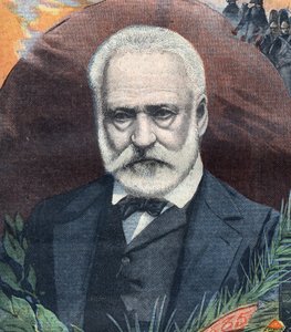 Portret van de Franse schrijver Victor Hugo (1802-1885). Gravure in 