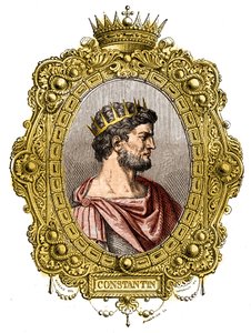 Portret van de Romeinse keizer Constantijn I de Grote (274-337). Gravure in 