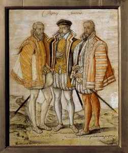 Portret van de drie broers Coligny (Odet, Gaspard en Francois)