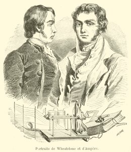 Portretten van Wheatstone en Ampere
