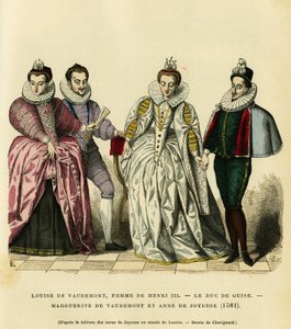 Portretten in 1581, van Louise de Vaudemont (1553-1601), Koningin van Frankrijk, echtgenote van Hendrik III (1551-1589), van de derde Hertog van Guise, Henri I, bekend als de Balafre (1549-1588), van Marguerite van Lorraine (1564-1625) dochter van de Graaf door French School