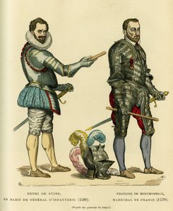 Portretten van Henri I de Guise, bekend als de Balafre (1549-1588) in het uniform van infanteriegeneraal in 1580 en van Francois de Montmorency (1530-1579), maarschalk van Frankrijk rond 1576 door French School