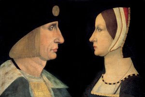 Portretten van Koning Lodewijk XII (1462-1515) en Anne van Bretagne (1477-1514), Koningin van Frankrijk. Anoniem schilderij. 16e eeuw. Chantilly, musee Conde door French School