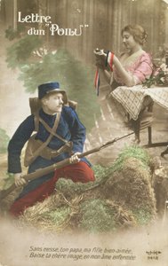 Ansichtkaart met een brief van een Poilu, 1914-18