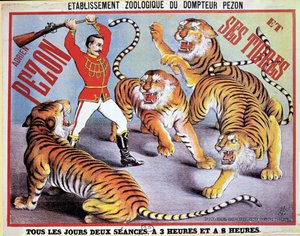Poster die Adrien Pezon en zijn Tijgers adverteert, c.1897