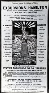 Poster die Excursies Hamilton adverteert, c.1890