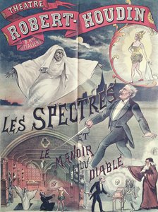 Poster die Geesten en het Huis van de Duivel adverteert in het Theatre Robert-Houdin, Parijs, c.1870