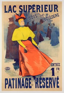Poster die een schaatsbaan op het Lac supérieur in het Bois de Boulogne adverteert