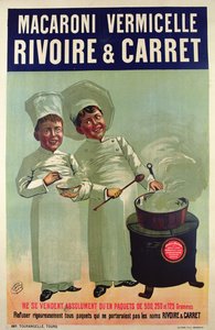 Poster die pasta gemaakt door Rivoire et Carret adverteert