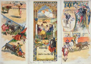 Poster die de stierenvechtring in Malo-les-Bains adverteert, eind 19e eeuw door French School