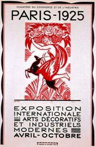Affiche voor Internationale Tentoonstelling voor Moderne Decoratieve en Industriële Kunst, Parijs door French School
