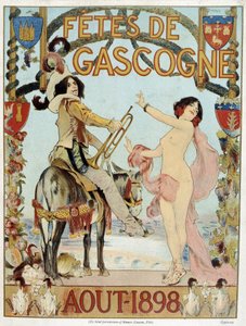 Poster voor de Biscay vakanties van augustus 1898 door French School