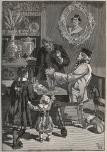 Potichomy, een 19e-eeuws proces om porseleinen vazen uit China en Japan na te bootsen. Gravure uit 1880 in 