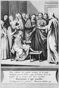Oefening van hulp en wonderbaarlijke genezing van Aubigan, illustratie uit La vérité des miracles de M. de Paris... door Louis Basile Carré de Montgeron (1686-1754) 1737 door French School
