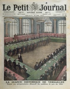 Presentatie van de geallieerde vredesvoorwaarden aan de Duitse afgevaardigden op 7 mei 1919 in Versailles door French School