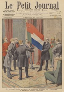 Premier Louis Botha presenteert de nieuwe vlag van de Kolonie Transvaal aan de Britse Koloniale... door French School
