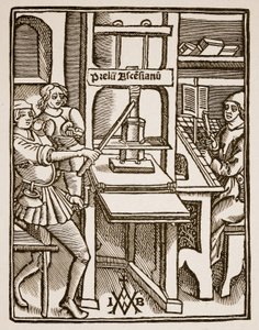 Drukpers, titelpagina van Hegesippus, gedrukt door Jodocus Badius Ascensius, Parijs, 1511 door French School
