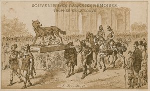 Processie die de Trofee van de Wolvin draagt