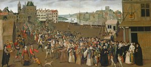Processie van de Heilige Liga op de Place de Grève, vertrekkend van de Saint-Jean Boog, Parijs, 1590-3