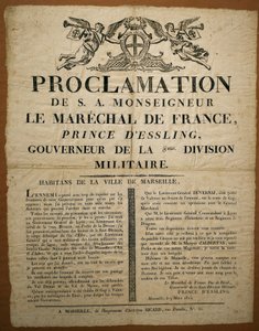 Proclamatie aan de inwoners van de stad Marseille, gedateerd 9 maart door French School