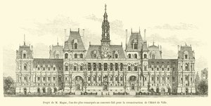 Project van M Magne, een van de meest opvallende inzendingen voor de herbouw van het stadhuis