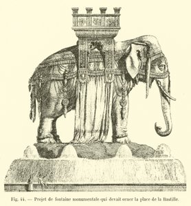Ontwerp van een monumentale fontein die het plein van de Bastille moest sieren