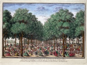 Promenade du boulevard, Porte du Temple in Parijs - gravure door French School