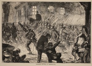 Pruisische opmars bij Gravelotte, illustratie uit Cassells Geschiedenis van de Oorlog tussen Frankrijk en Duitsland, 1870-1871 door French School