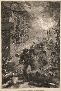 Achtervolging van de opstandelingen in de catacomben, mei 1871, illustratie uit Cassells Geschiedenis van de Oorlog tussen Frankrijk en Duitsland, 1870-1871 door French School