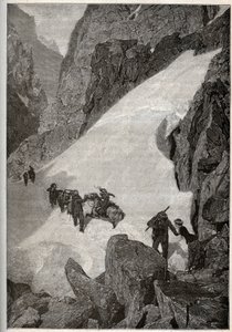 Pyreneeën - beklimming van de Pic du Midi - gravure in 