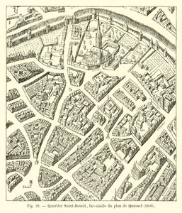 Wijk Saint-Benoit, facsimile van het plan van Quesnel, 1608 door French School